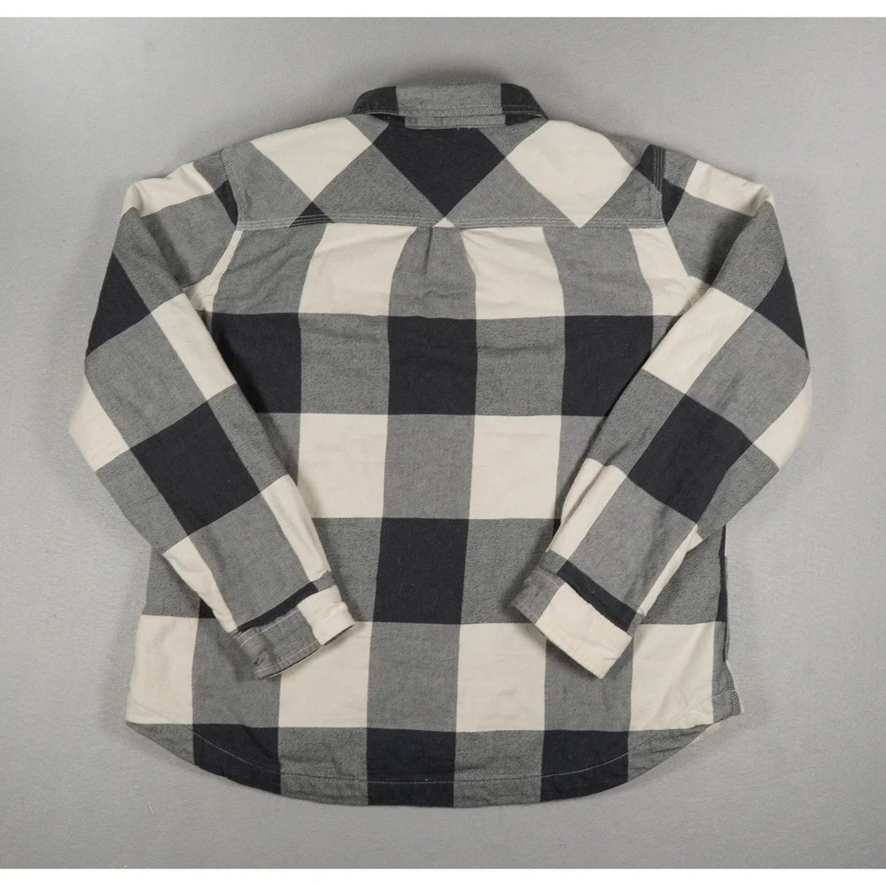 Carhartt Hubbard Sherpa-Lined Shirt Jacket Black Grey Plaid 103239 Kids L 12/14